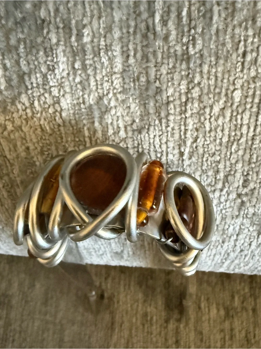 Chunky Mixed-Metal ice tongue with Spiral Links - Silver Tones